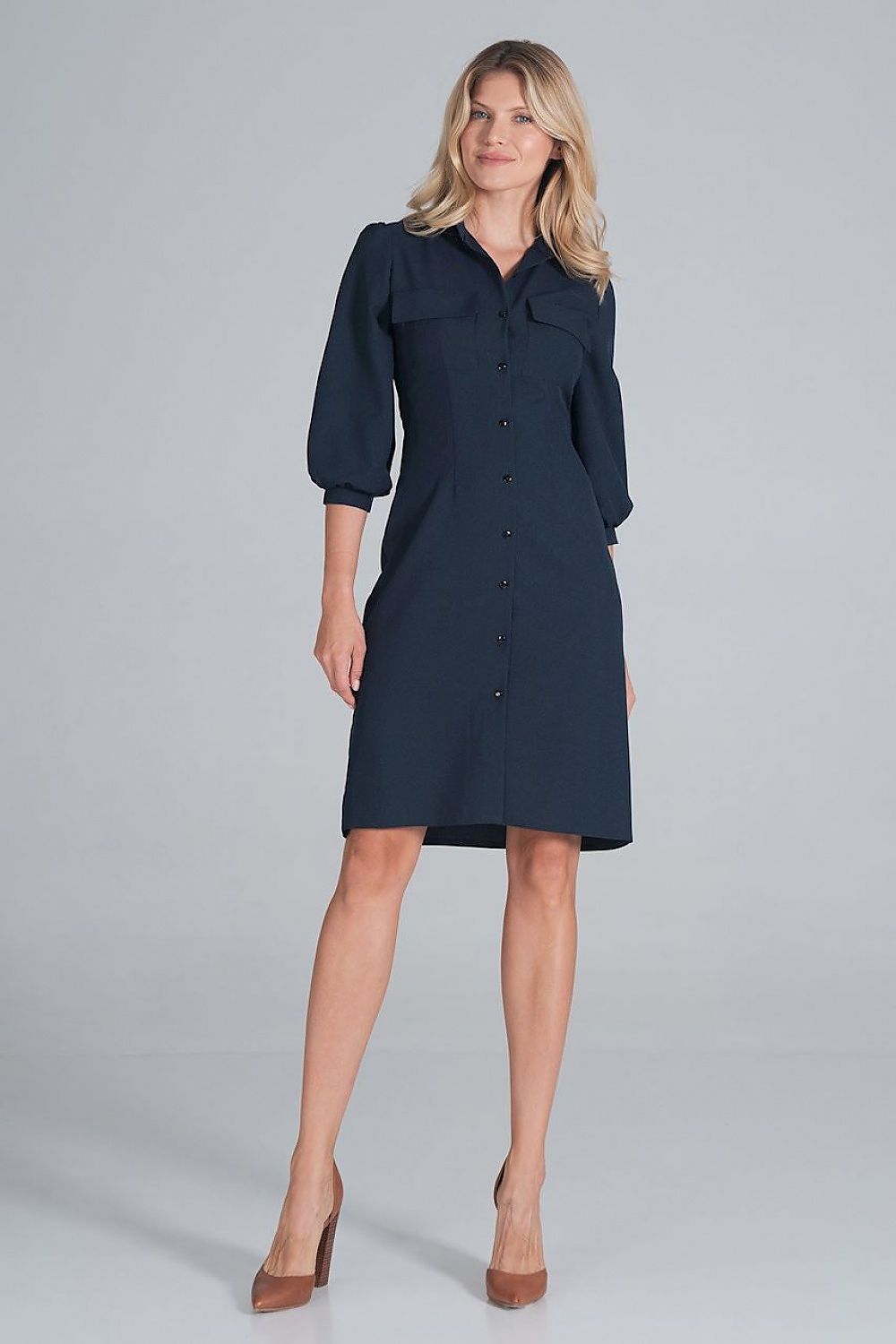 Daydress model 162393 Navy Blue by Figl - Shirt Dresses