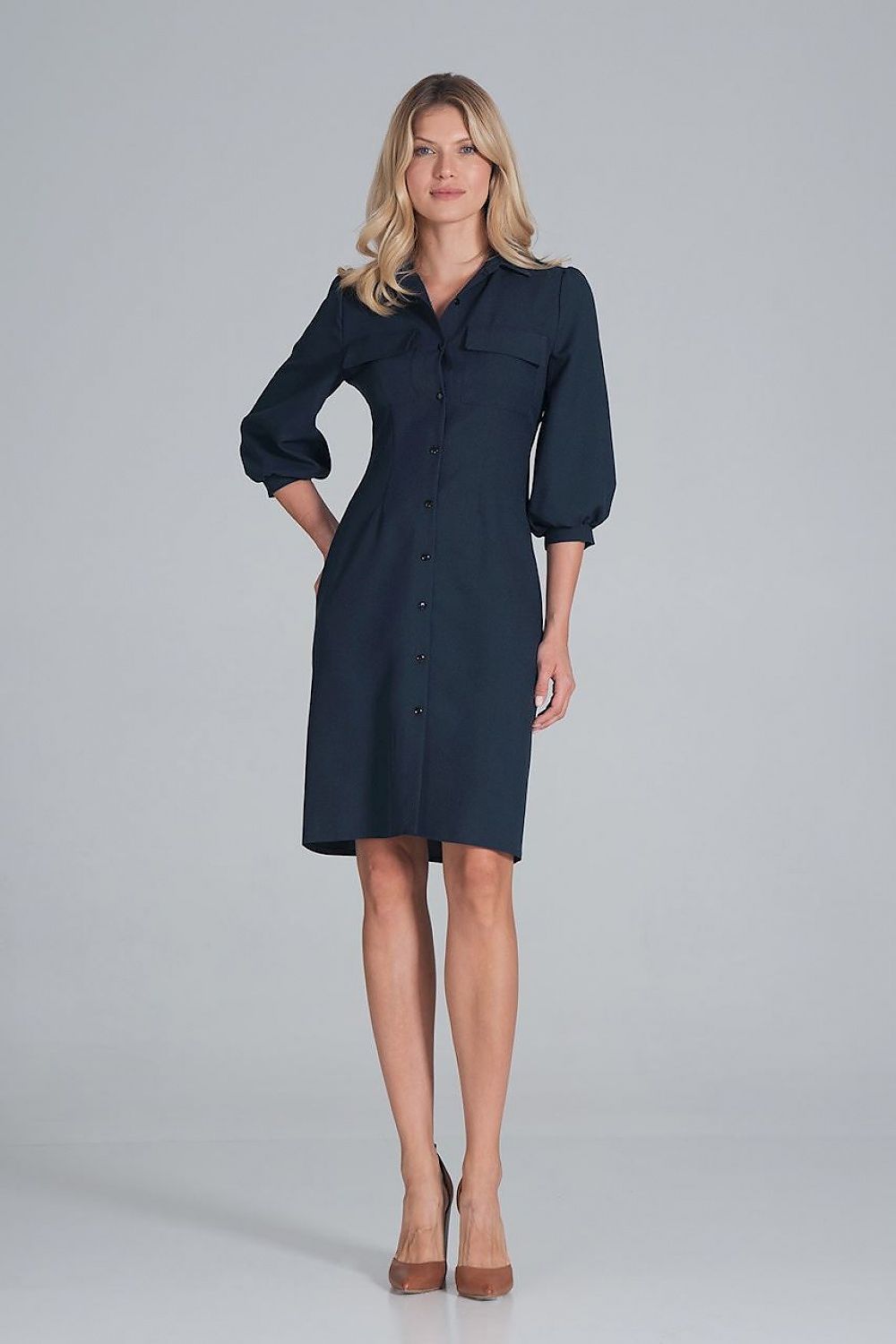 Daydress model 162393 Navy Blue by Figl - Shirt Dresses