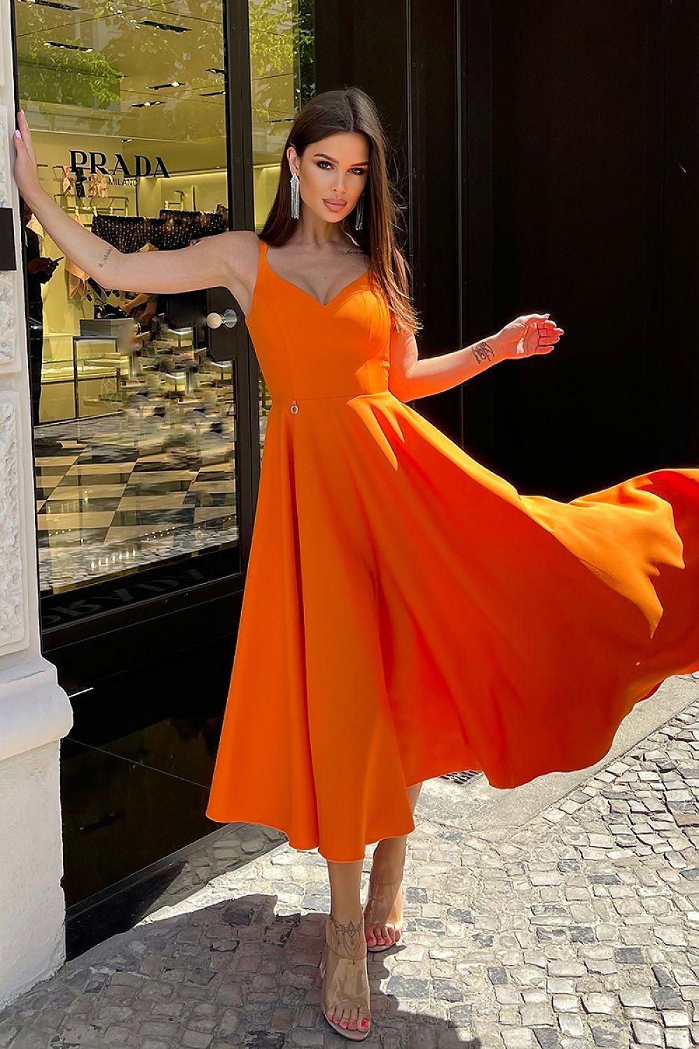 Daydress model 167872 Orange by Bicotone - Midi Dresses