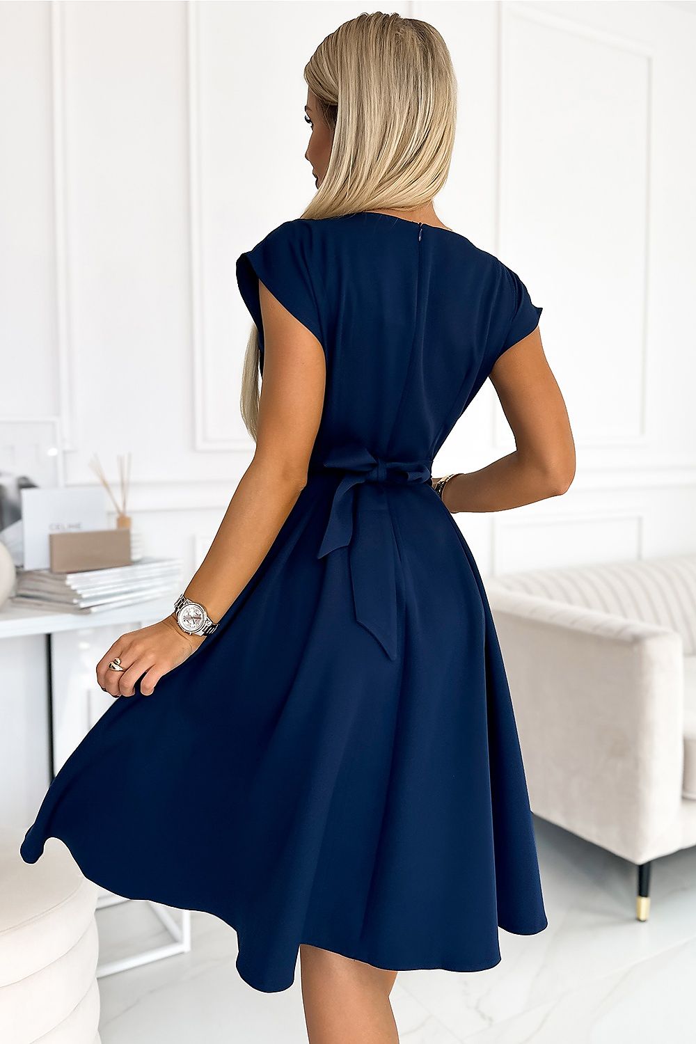 Daydress model 190636 Navy Blue by Numoco - Short Dresses