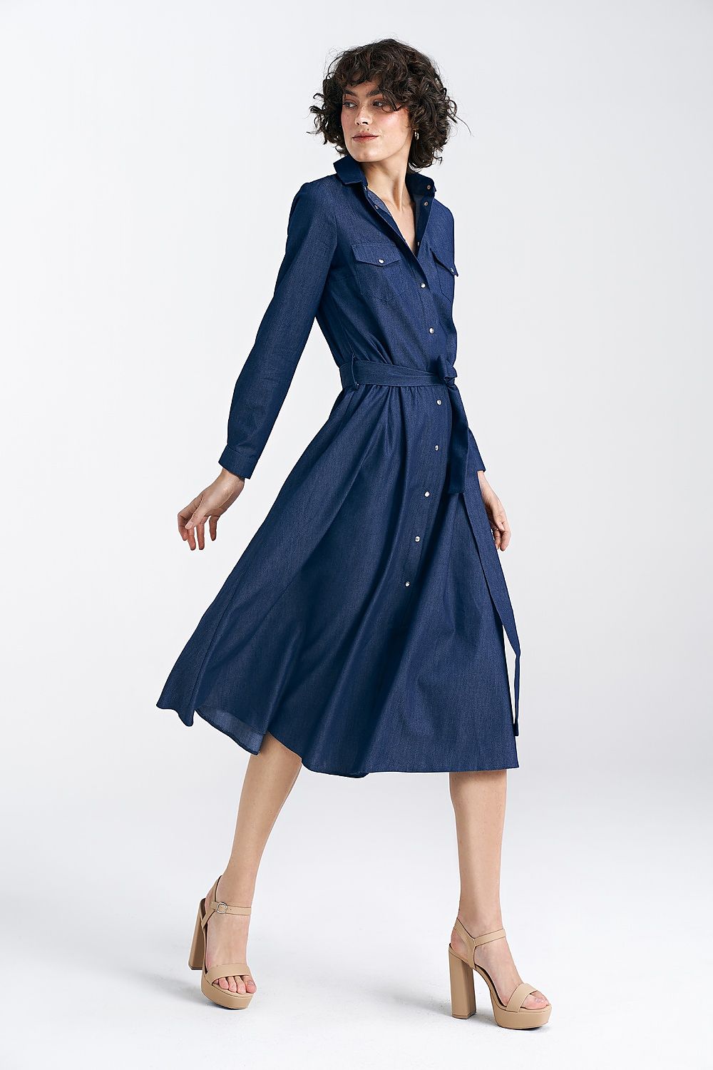 Daydress model 192968 Navy Blue by Nife - Midi Dresses