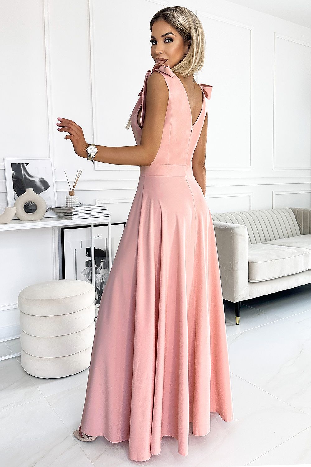 Evening dress model 177063 Pink by Numoco - Long Dresses