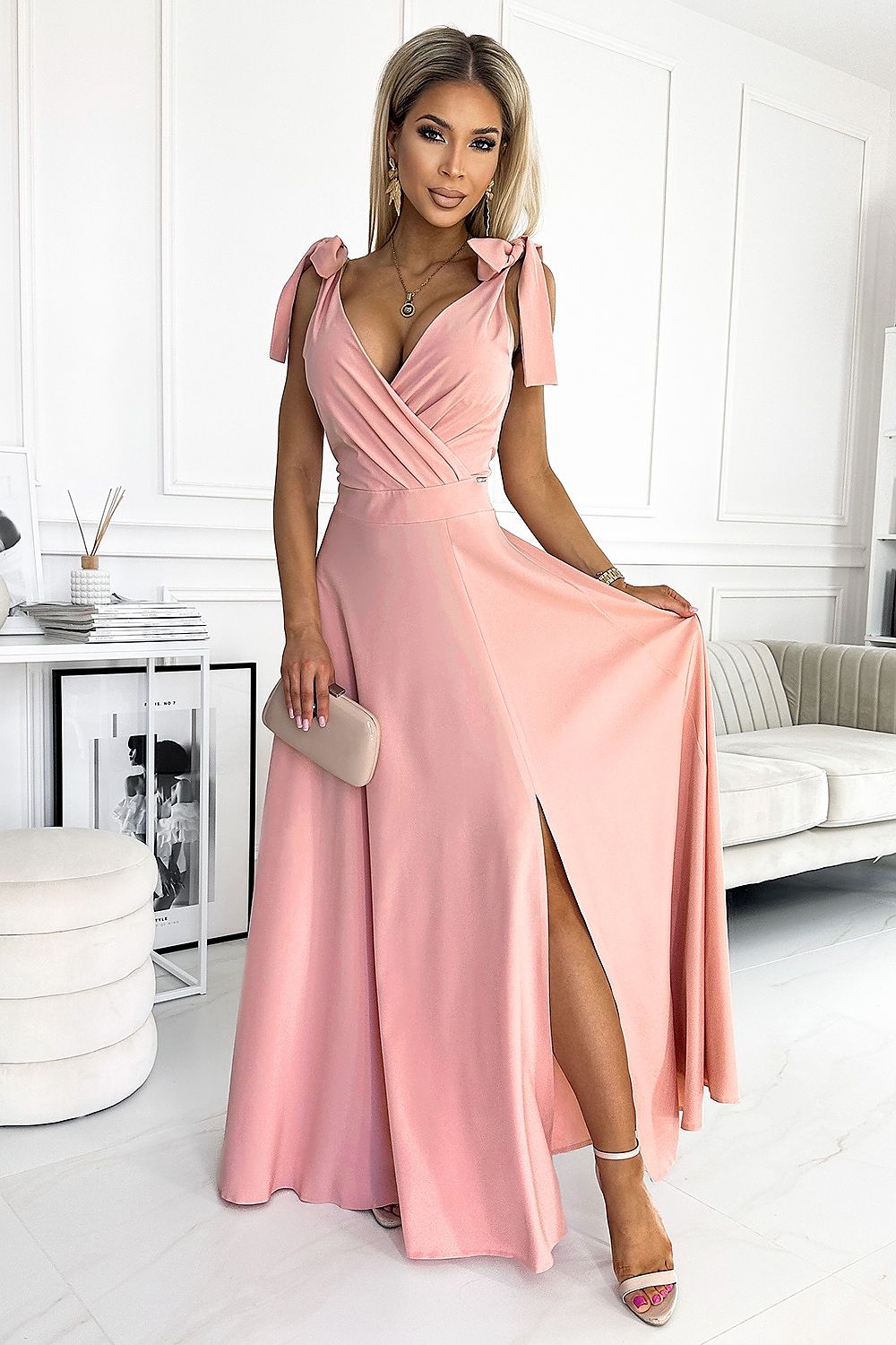 Evening dress model 177063 Pink by Numoco - Long Dresses