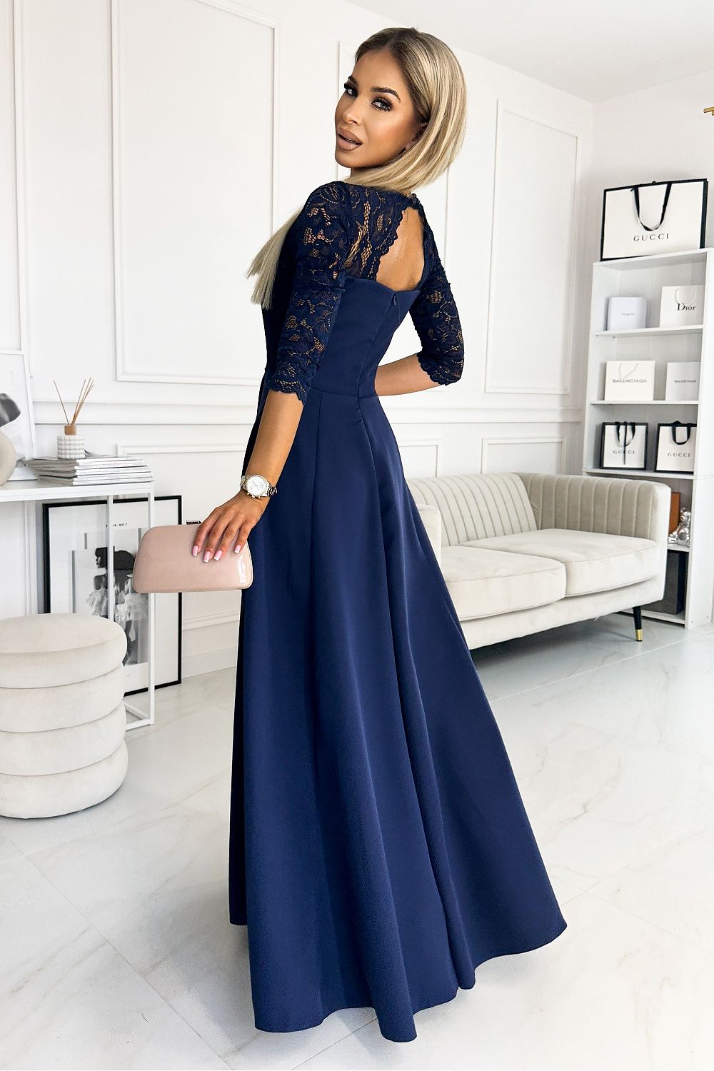 Evening dress model 177069 Navy Blue by Numoco - Long