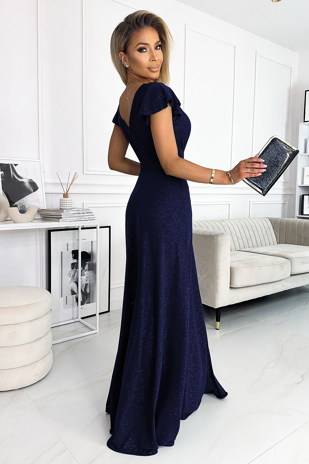 Evening dress model 177888 Navy Blue by Numoco - Long