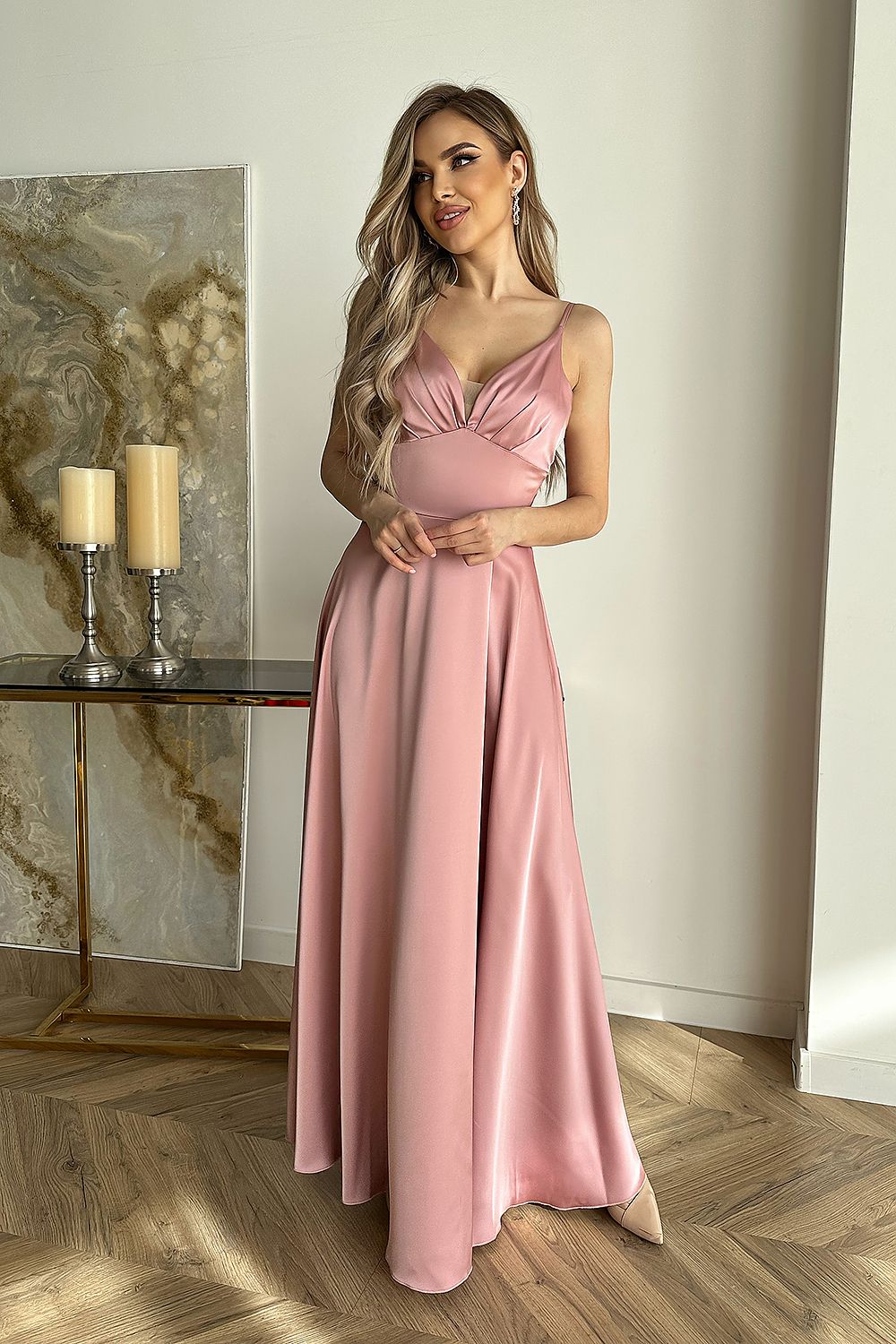 Evening dress model 177902 Pink by Bicotone - Long Dresses