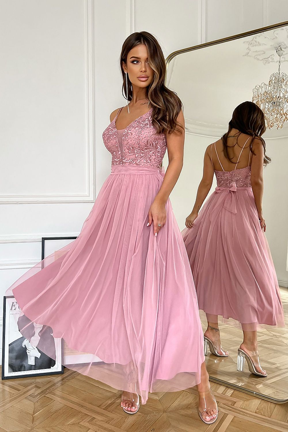 Evening dress model 180781 Pink by Bicotone - Midi Dresses