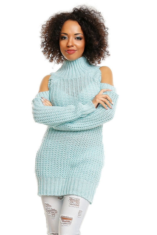 Hard-knitted jumper model 84344 Blue by PeeKaBoo - One Size