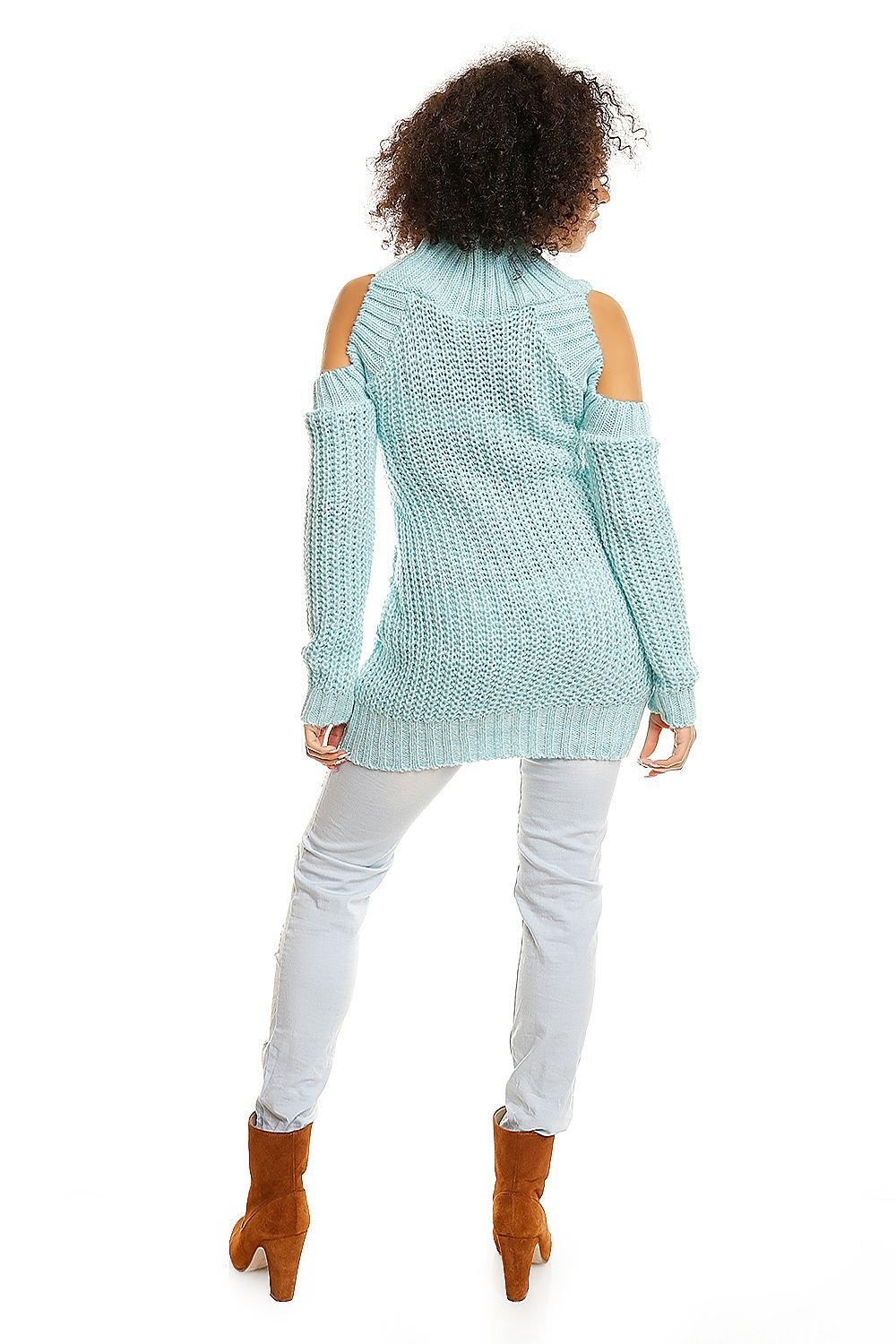 Hard-knitted jumper model 84344 Blue by PeeKaBoo - One Size