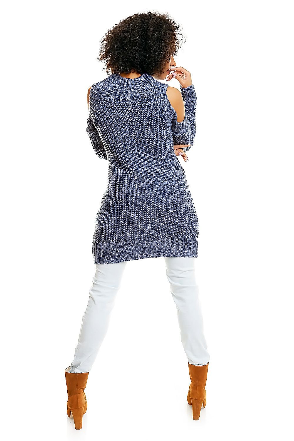 Hard-knitted jumper model 84345 Blue by PeeKaBoo - One Size