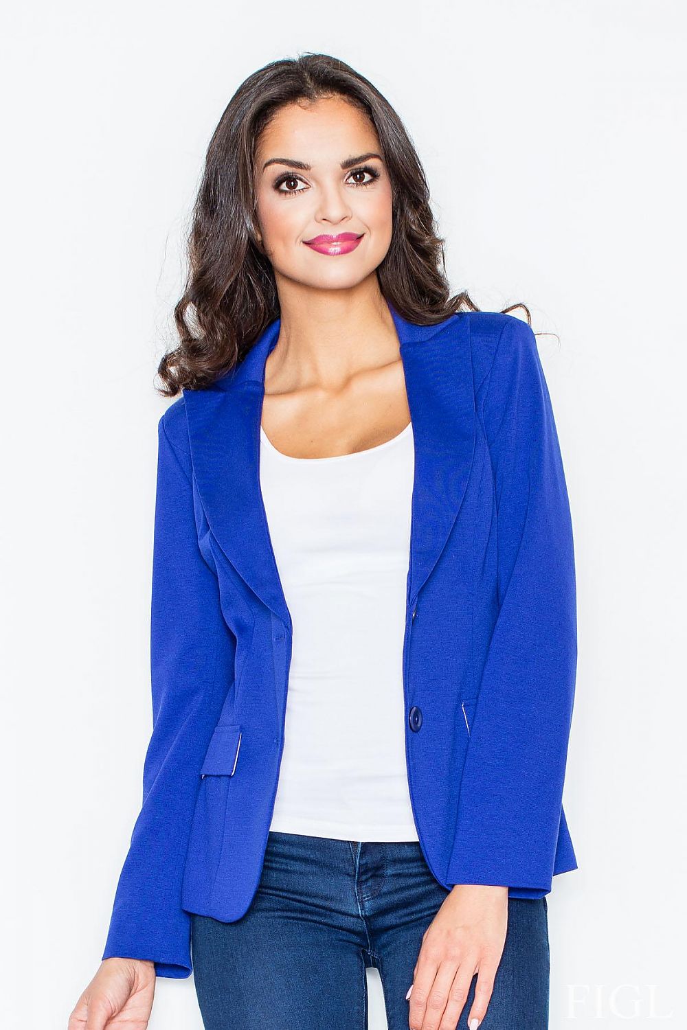 Jacket model 10116 Blue by Figl - Knitted Jackets