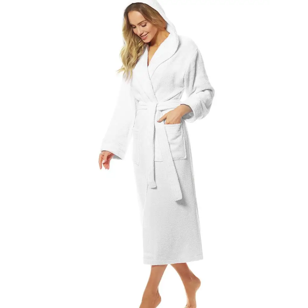 Long bathrobe model 152619 White by L&L collection -