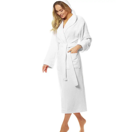 Long bathrobe model 152619 White by L&L collection -