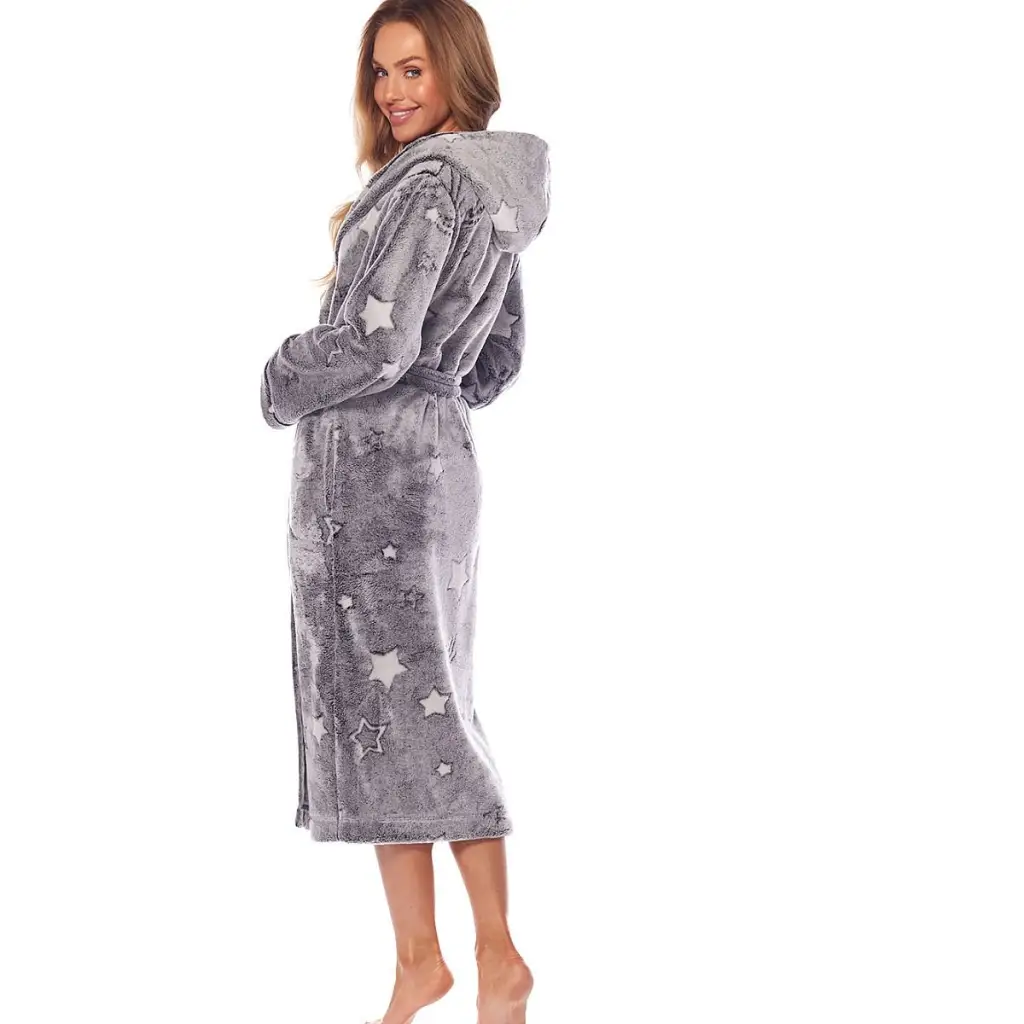 Long bathrobe model 172773 Grey by L&L collection -