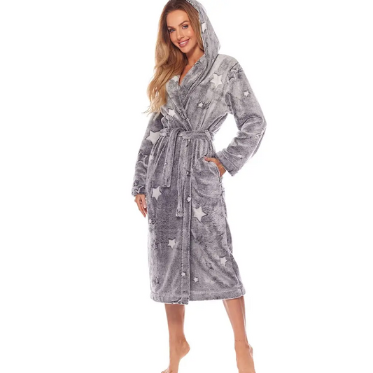 Long bathrobe model 172773 Grey by L&L collection -