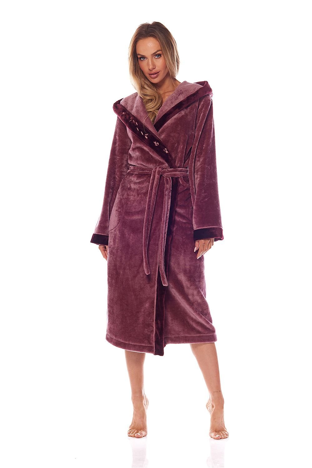 Long bathrobe model 172782 Red by L&L collection - Bathrobes