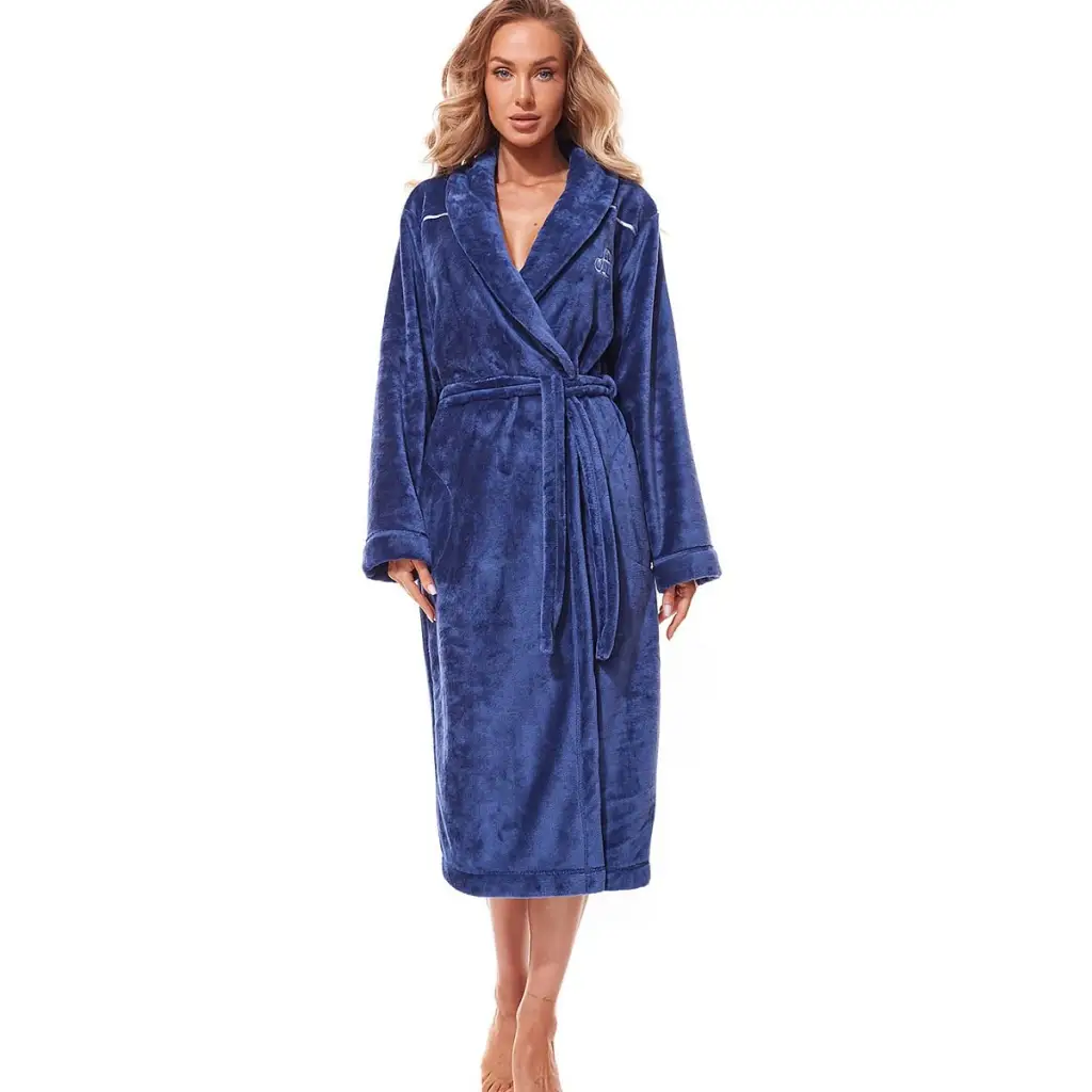 Long bathrobe model 188081 Navy Blue by L&L collection -