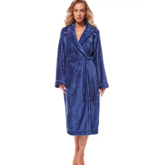 Long bathrobe model 188081 Navy Blue by L&L collection -