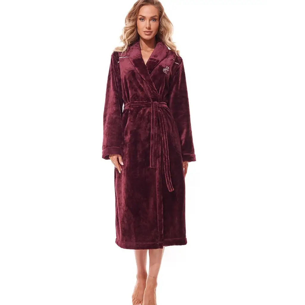 Long bathrobe model 188082 Red by L&L collection - Bathrobes