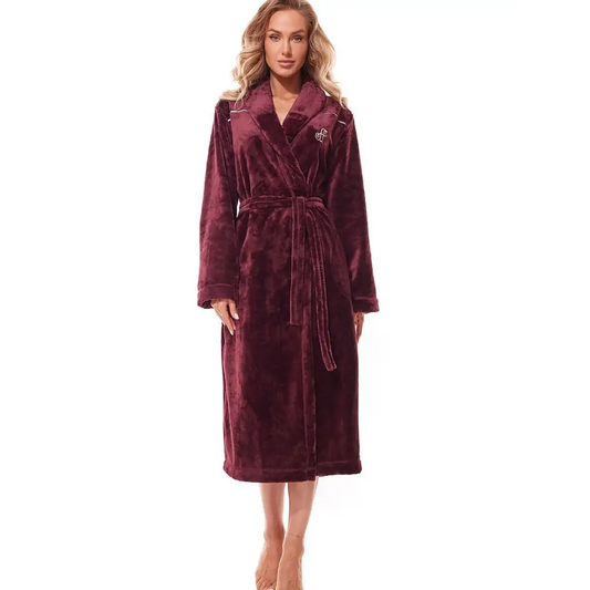 Long bathrobe model 188082 Red by L&L collection - Bathrobes