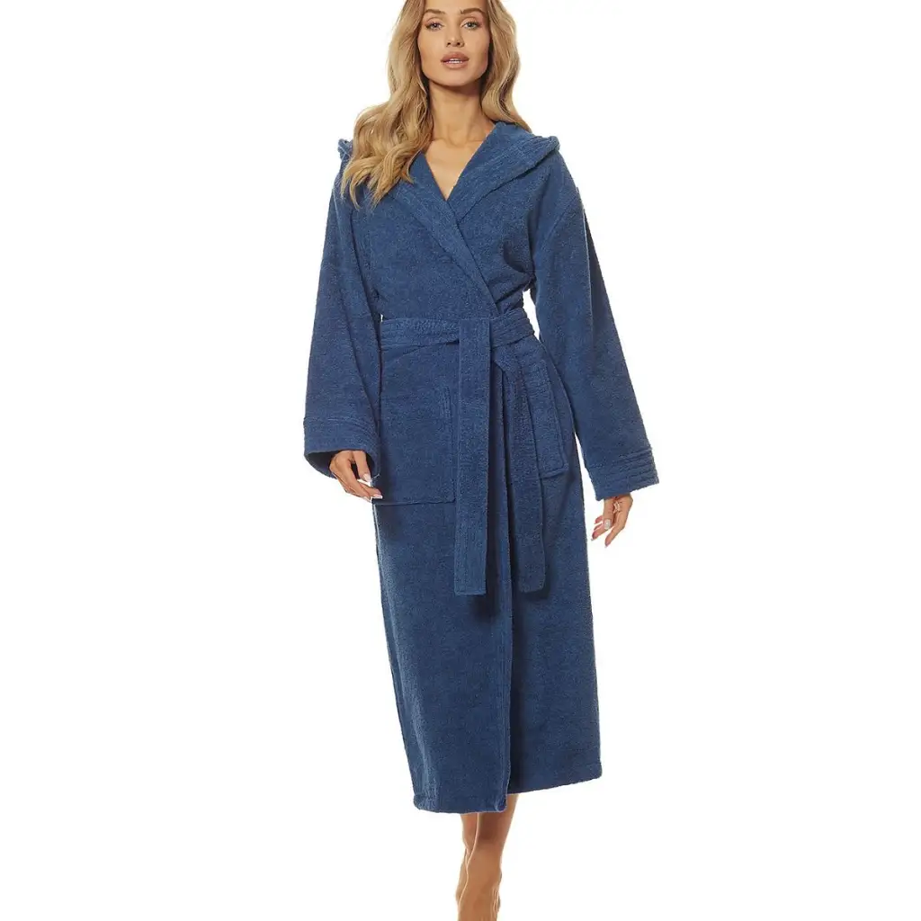 Long bathrobe model 188083 Navy Blue by L&L collection -