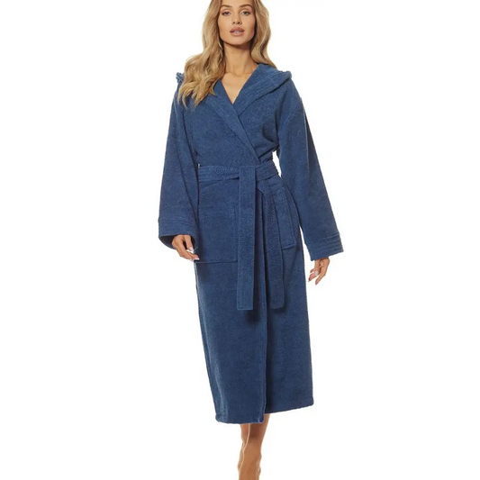 Long bathrobe model 188083 Navy Blue by L&L collection -