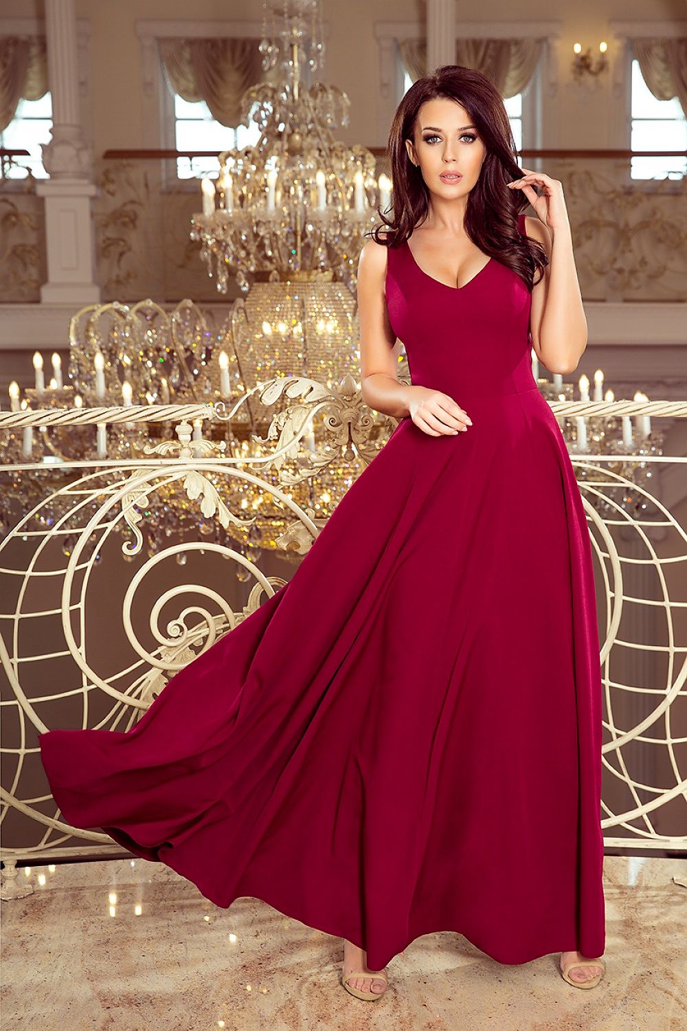 Long dress model 131669 Burgundy by Numoco - Long Dresses