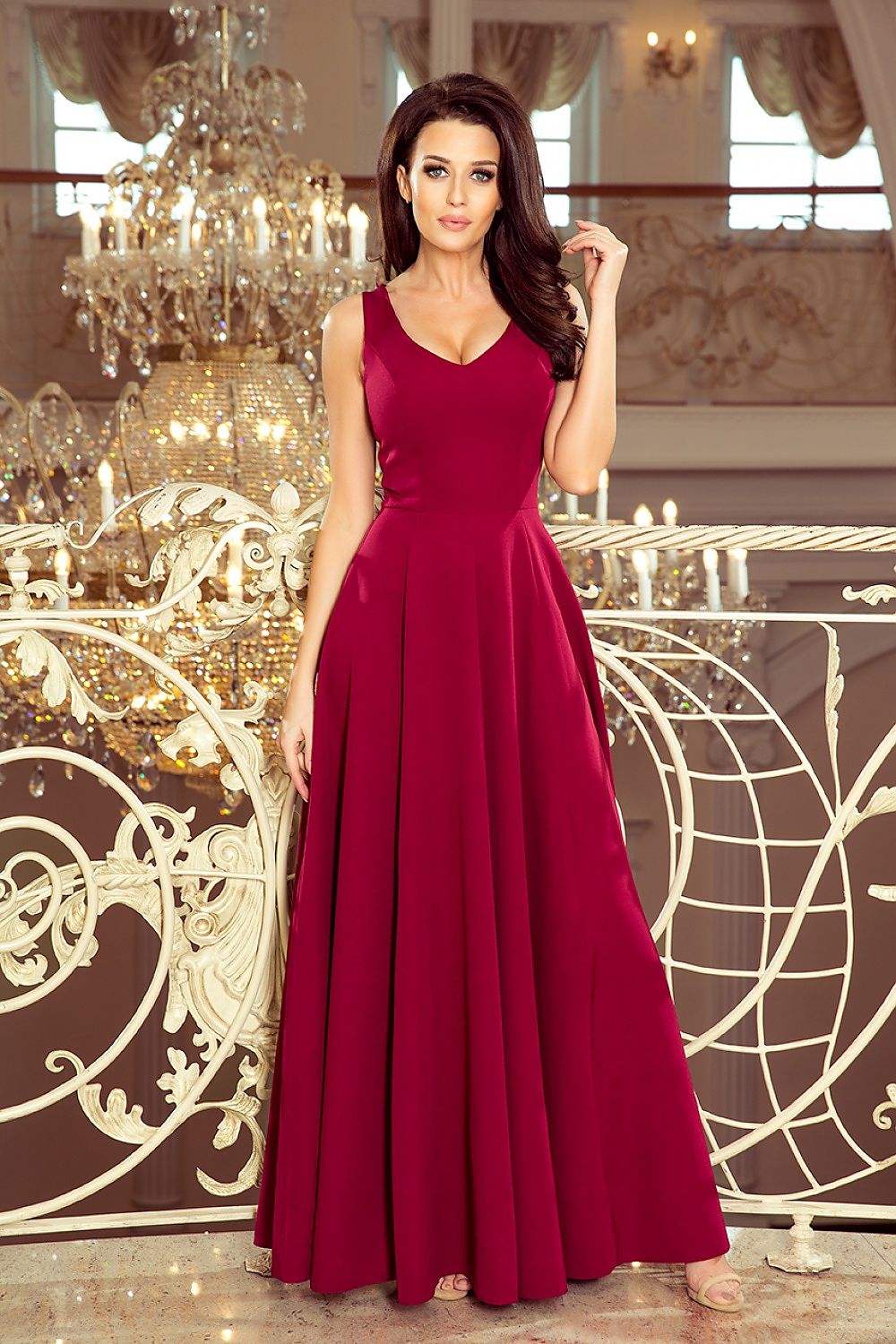 Long dress model 131669 Burgundy by Numoco - Long Dresses