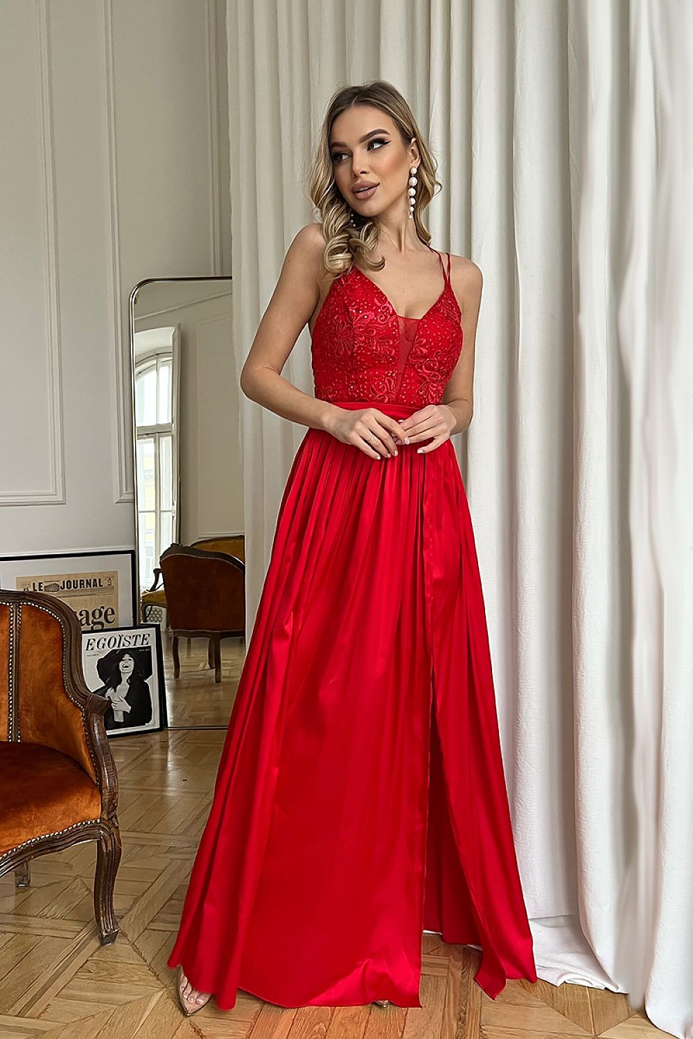 Long dress model 175888 Red by Bicotone - Long Dresses