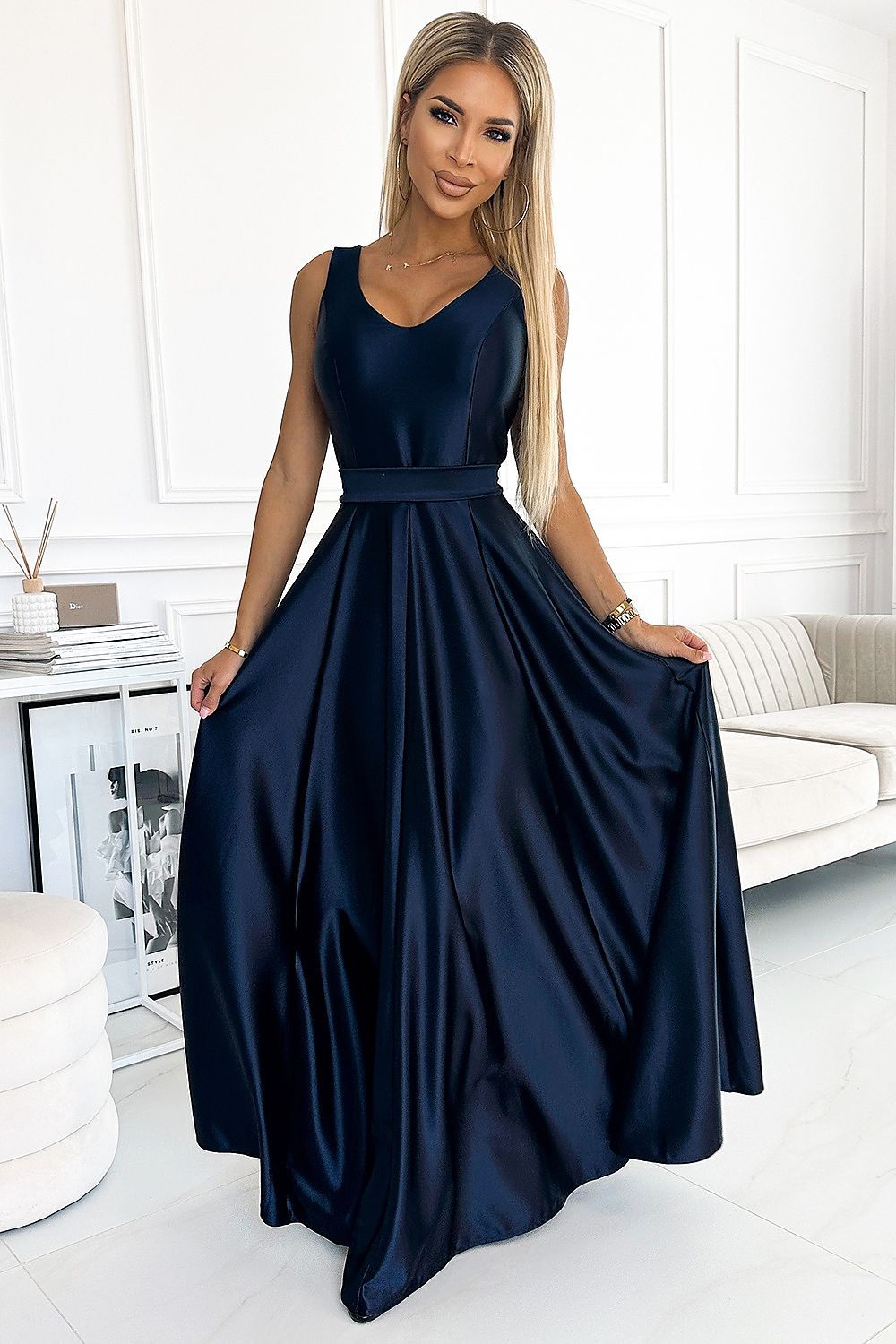 Long dress model 187277 Navy Blue by Numoco - Long Dresses