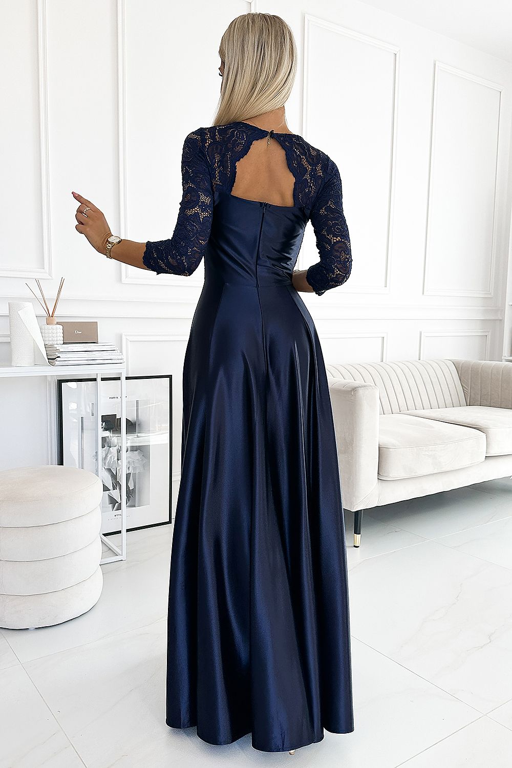 Long dress model 188119 Navy Blue by Numoco - Long Dresses