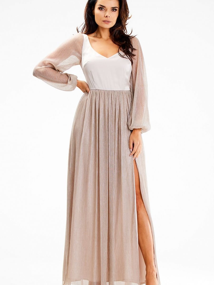 Long dress model 189440 Beige by awama - Long Dresses