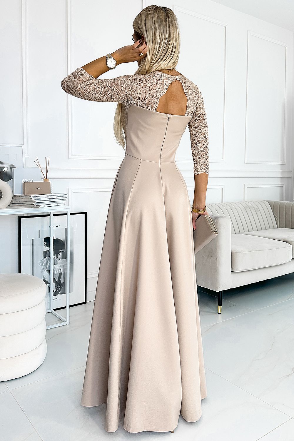 Long dress model 189675 Beige by Numoco - Dresses