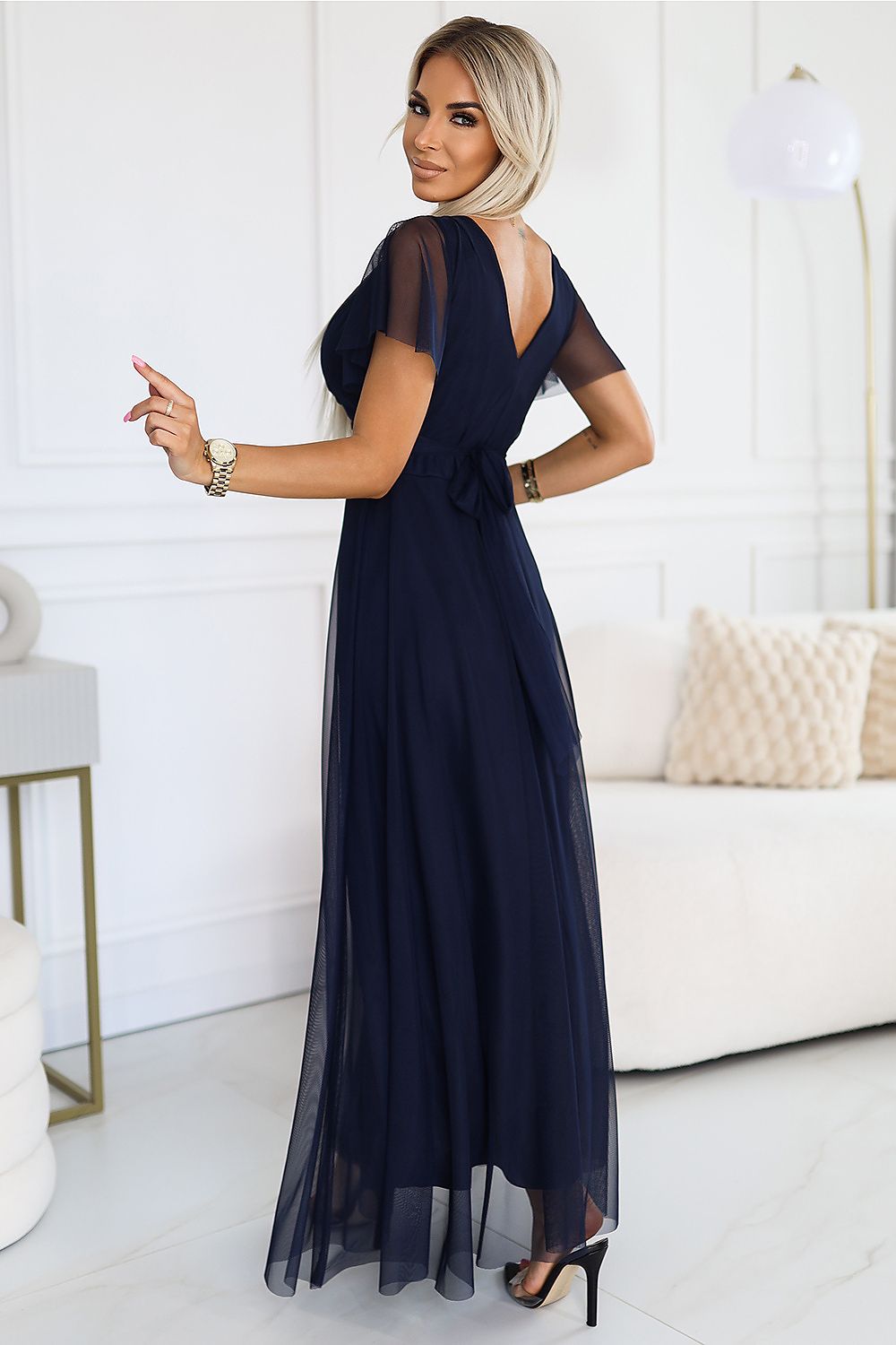 Long dress model 203093 Navy Blue by Numoco - One Size