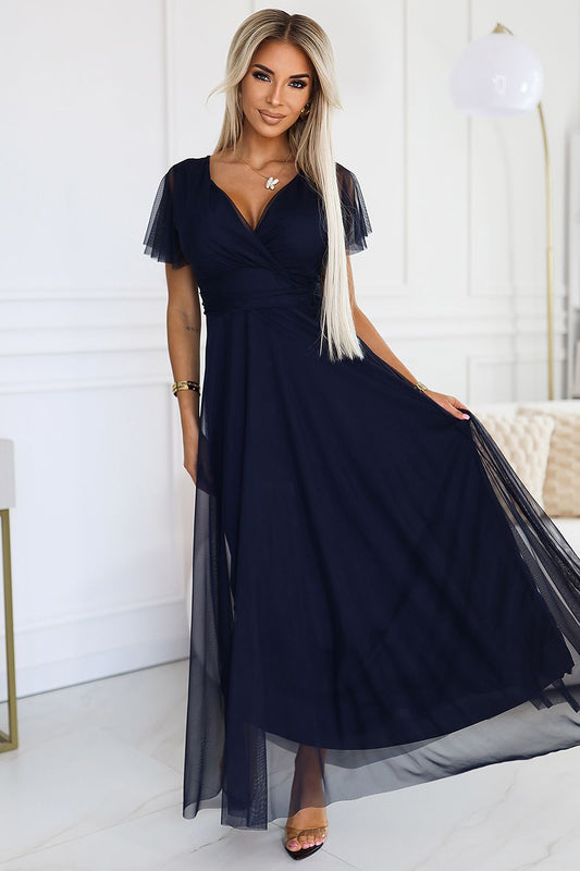 Long dress model 203093 Navy Blue by Numoco - One Size