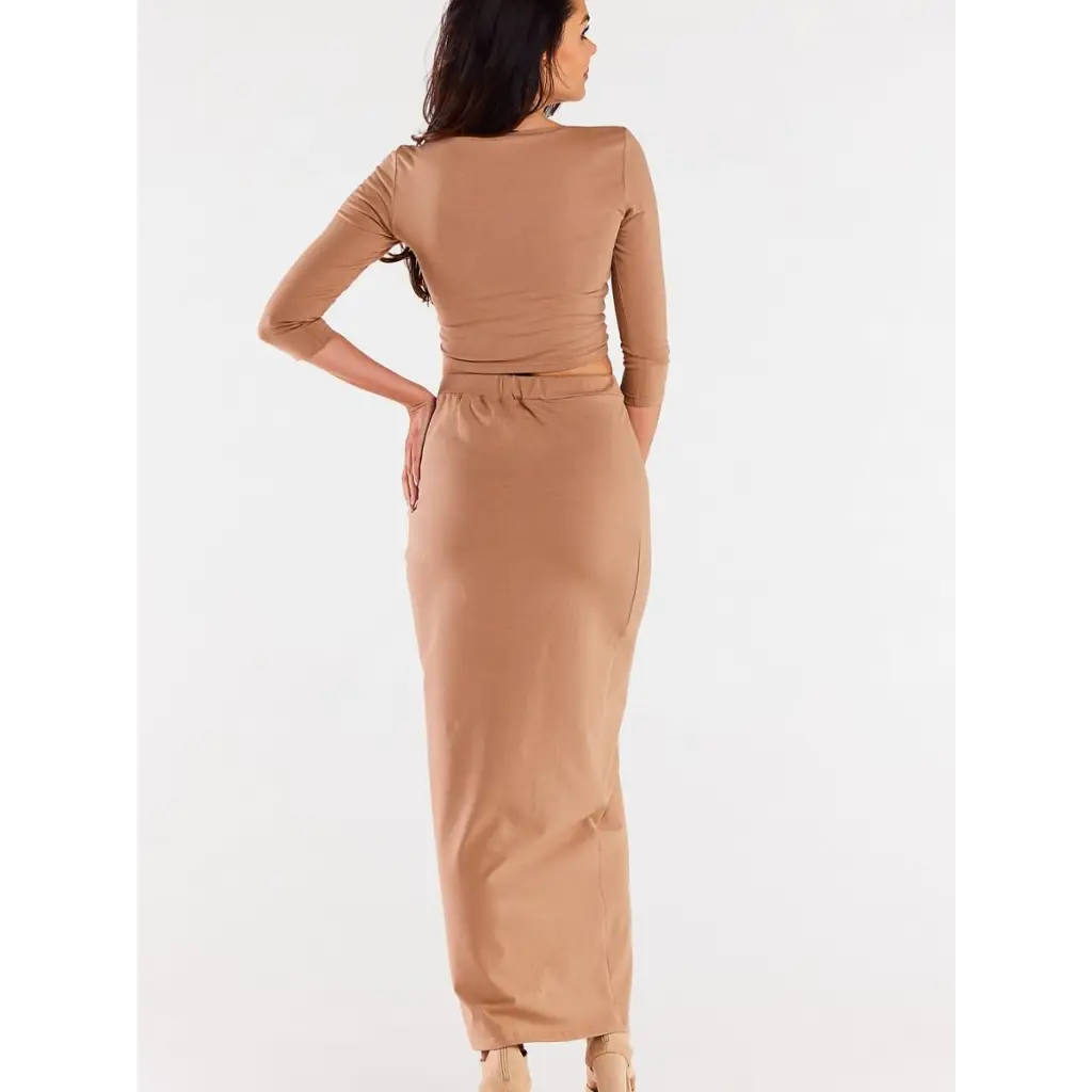 Long skirt model 181243 Beige by Infinite You - Long Skirts