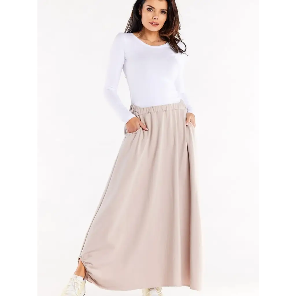 Long skirt model 188065 Beige by Infinite You - Long Skirts