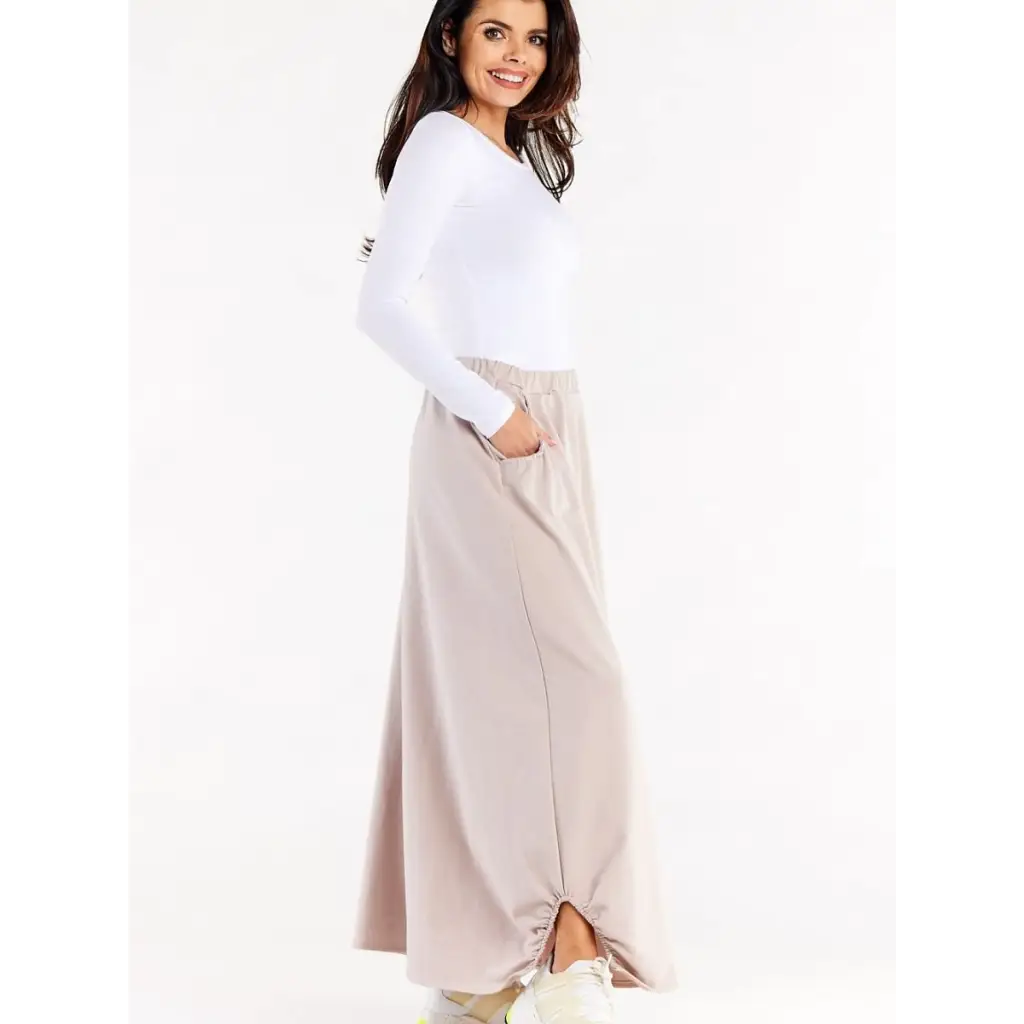 Long skirt model 188065 Beige by Infinite You - Long Skirts