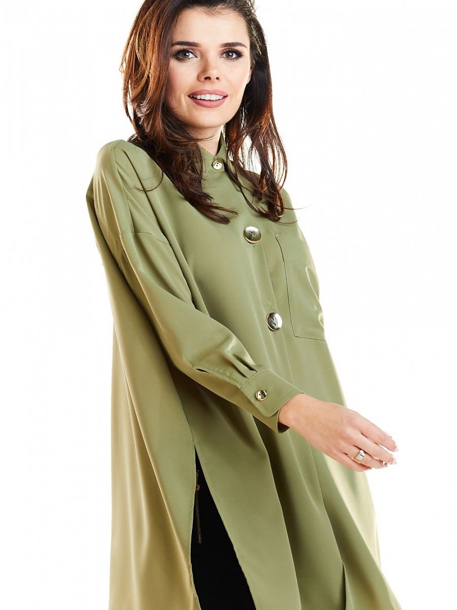 Long sleeve shirt model 129959 Green by awama - Shirts