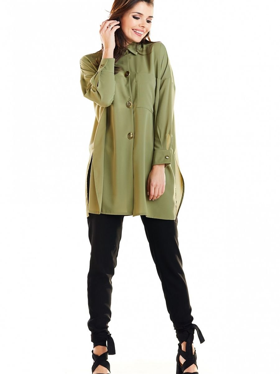 Long sleeve shirt model 129959 Green by awama - Shirts