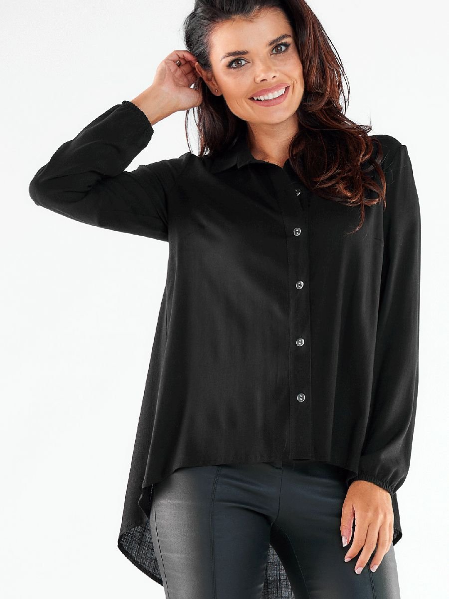 Long sleeve shirt model 173915 Black by awama - Shirts