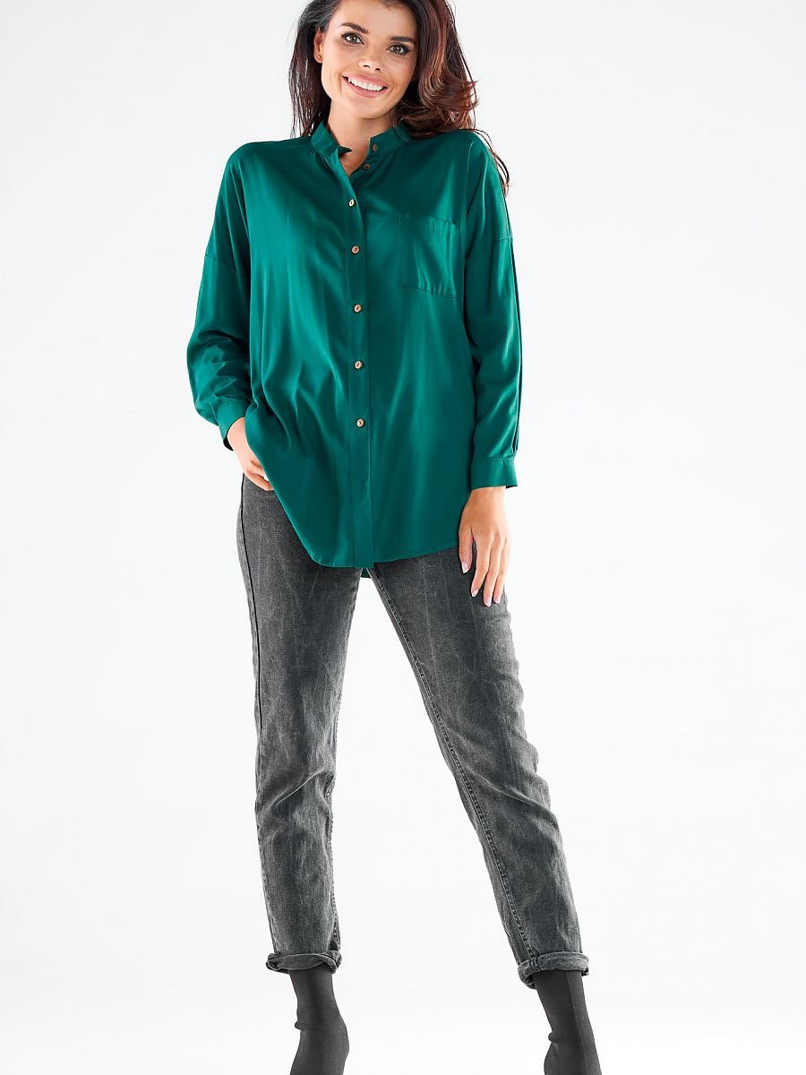 Long sleeve shirt model 173922 Green by awama - Shirts