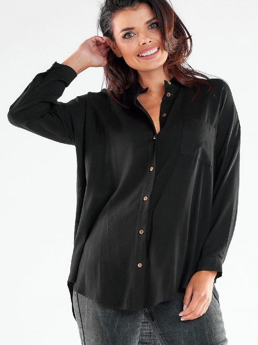 Long sleeve shirt model 173923 Black by awama - Shirts