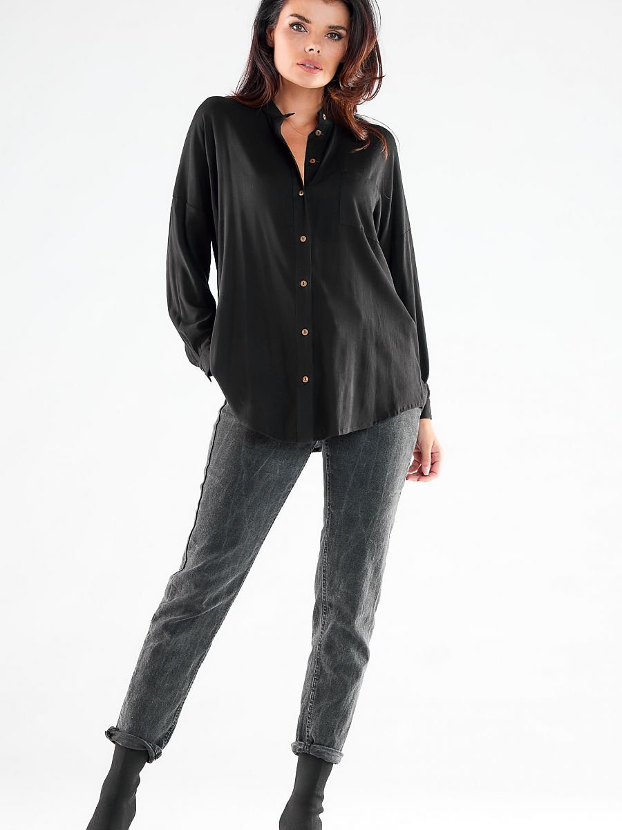 Long sleeve shirt model 173923 Black by awama - Shirts