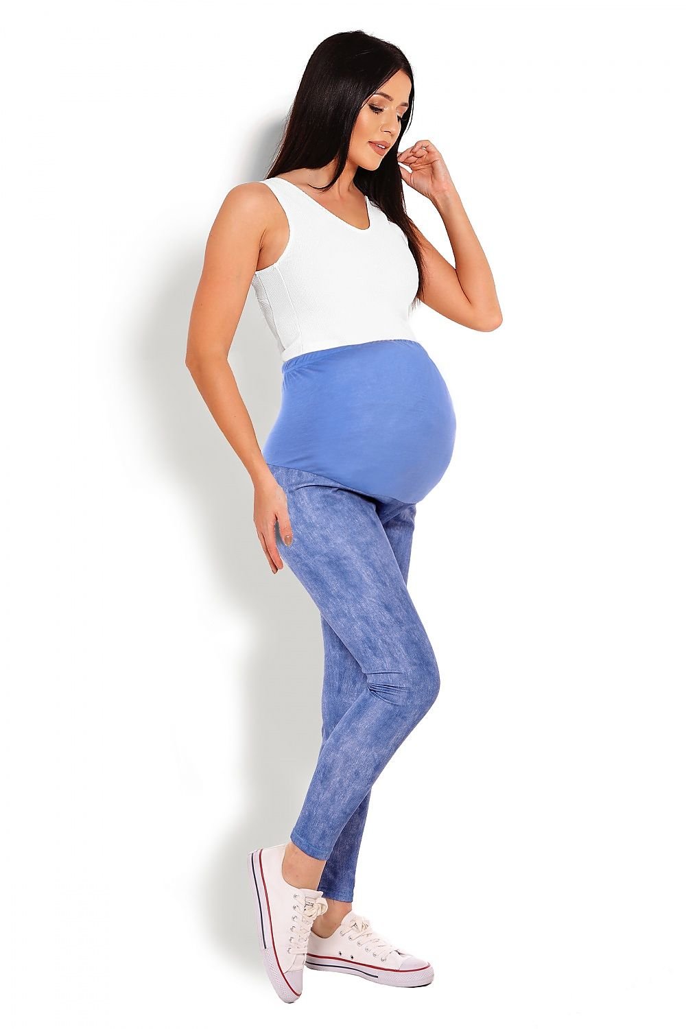 Maternity leggings model 125822 Blue by PeeKaBoo - Leggings