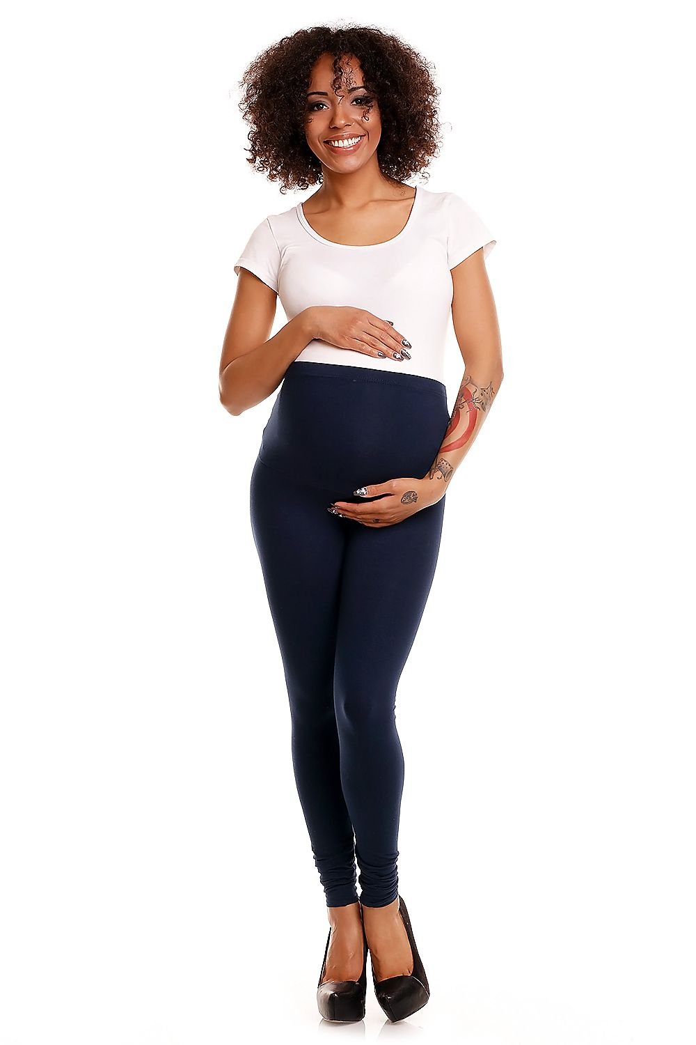 Maternity leggings model 174802 Navy Blue by PeeKaBoo