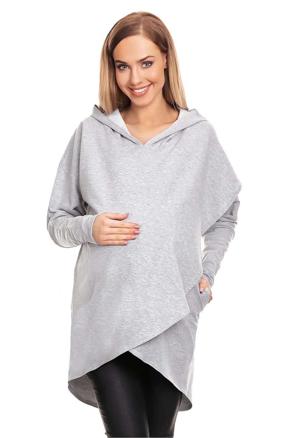 Maternity sweatshirt model 131941 Grey by PeeKaBoo