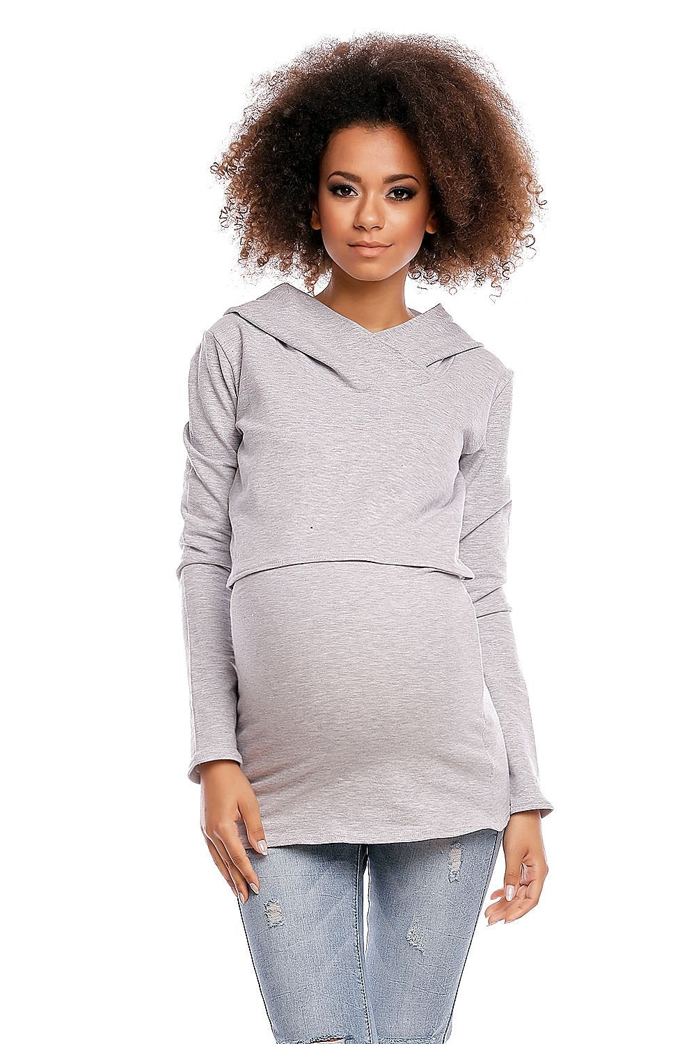 Maternity sweatshirt model 84459 Grey by PeeKaBoo