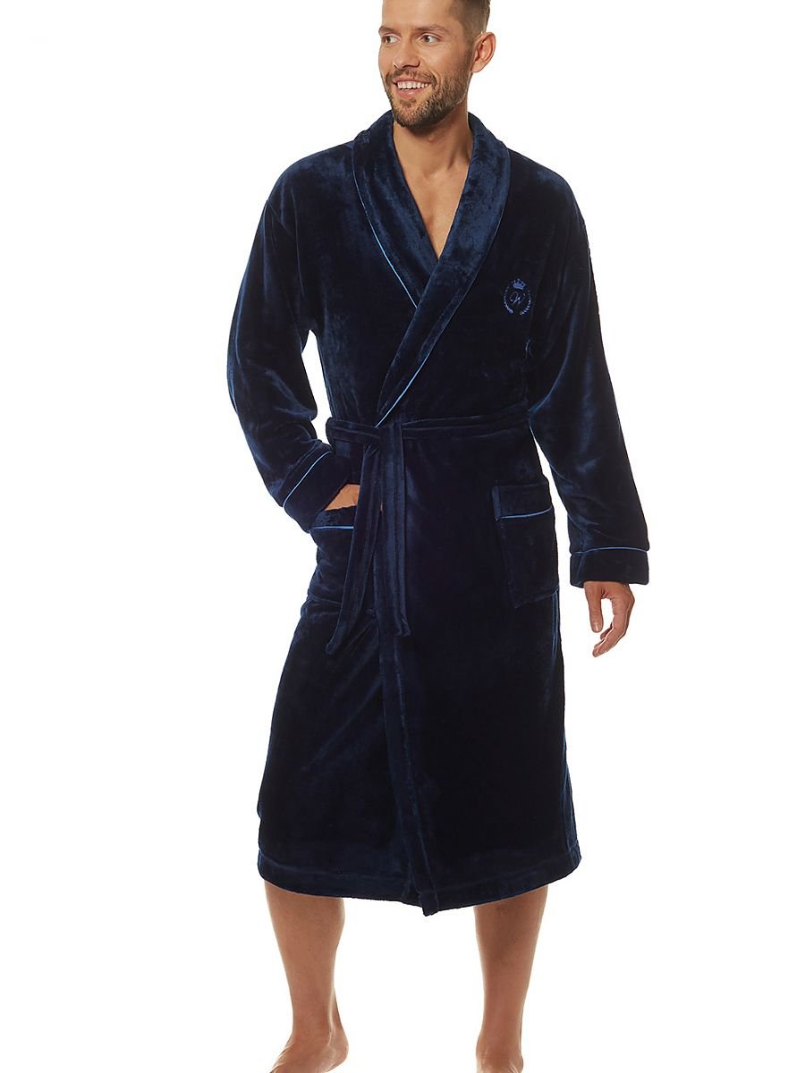 Men’s Bathrobe model 190016 Dark Blue by L&L Collection