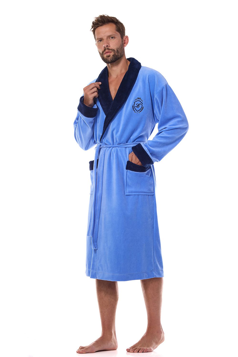 Men’s Bathrobe model 199722 Blue by L&L collection